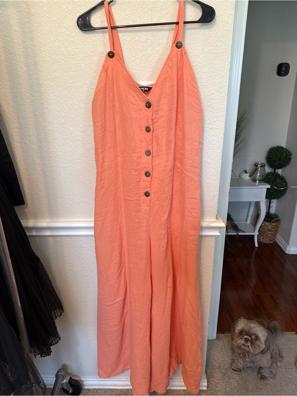 chicme XL  Coral Button-Front Sleeveless Top
